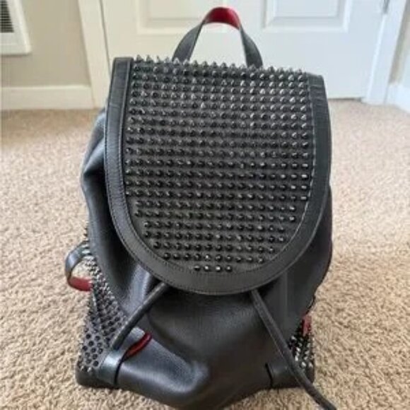 Christian Louboutin Handbags - Christian Louboutin Black and Silver Studded Backpack